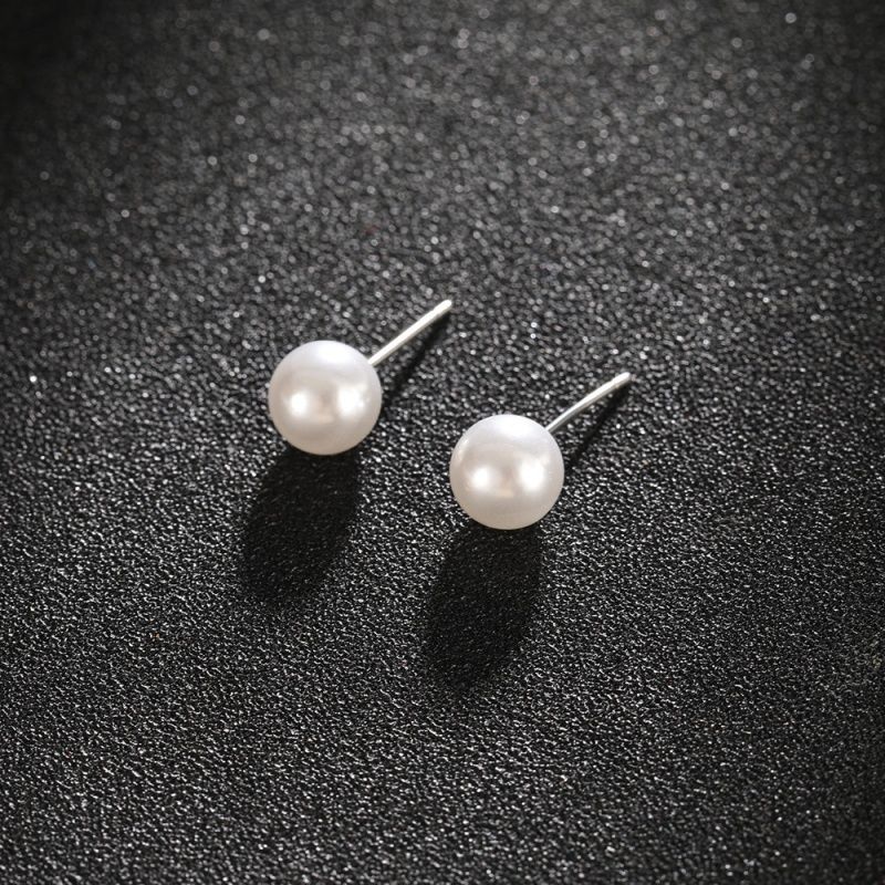 Orecchini a bottone geometrici con perle rotonde di design le donne Gioielli semplici e alla moda coreani versatili