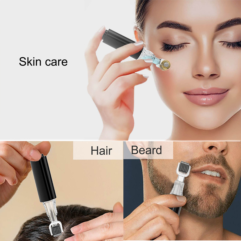 Lip Care Roller with Collagen Multi-Functional Beauty Equipment Lip Masks Titanium Needle Roller Massage Beard Hair Growth Treatment for Serum Application