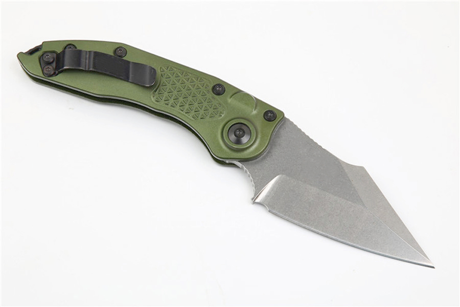 New Arrival Stitch-A Auto Tactical Folding Knife D2 Stone Wash Blade Green T6061 Handle Outdoor EDC Pocket Knives EDC Gear