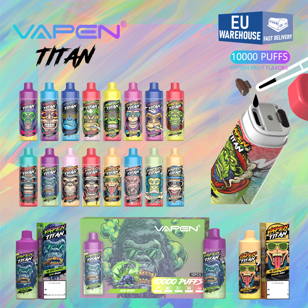 Entrepôt de l'UE Puff10k Vape jetable e VAPEN TITAN 10000 bouffées 100000 bouffées RAZZ BAR contrôle du débit d'air rechargeable 20 ml Vapes rechargées bouffée 15k 12k expédition en 24 heures