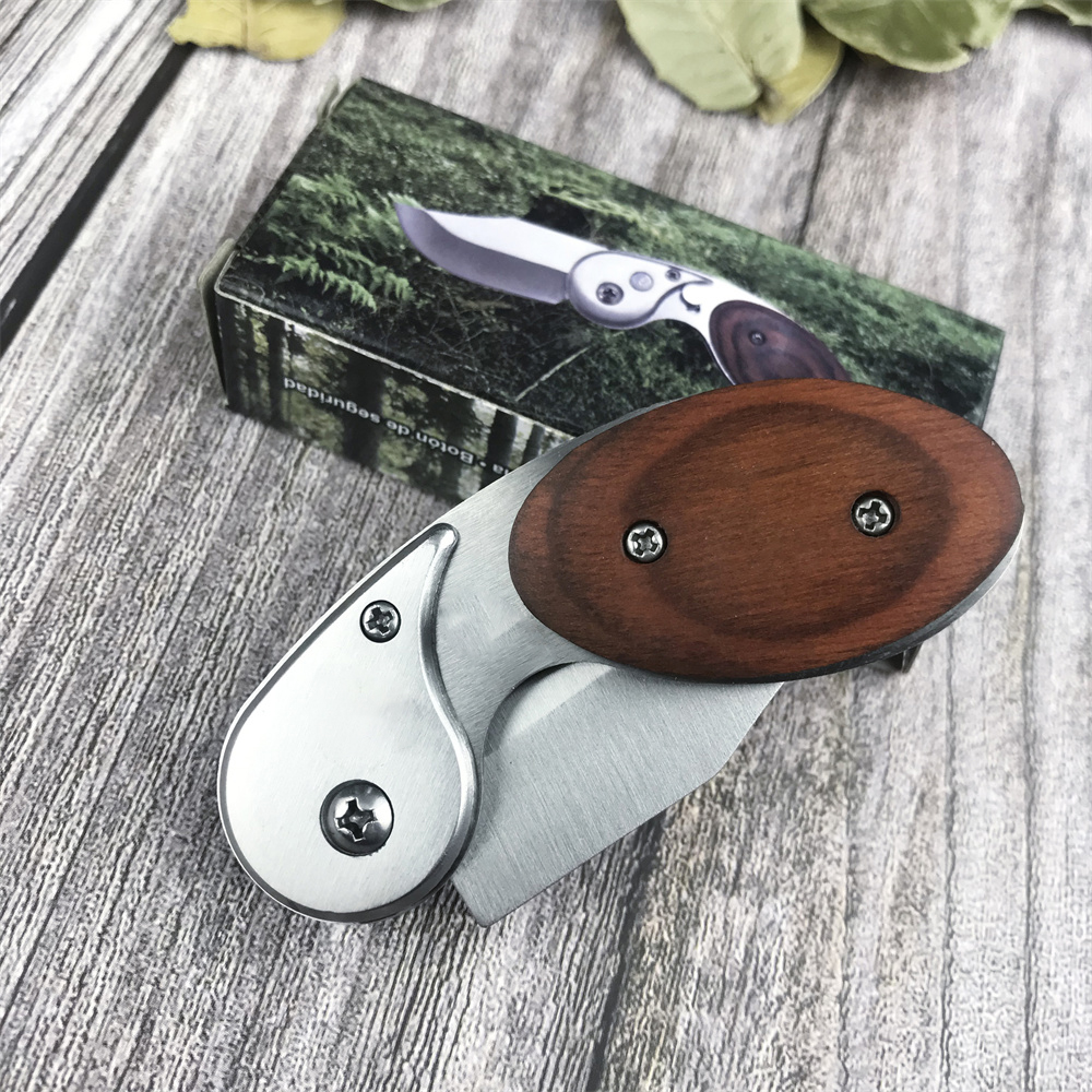 AUTO Mini-Klapptaschenmesser, EDC-Messer, Holzgriff mit Taschenclip, automatisches Hilfsmesser, geeignet für Camping, Überleben, coole Gadgets für Männer und Frauen, 3300