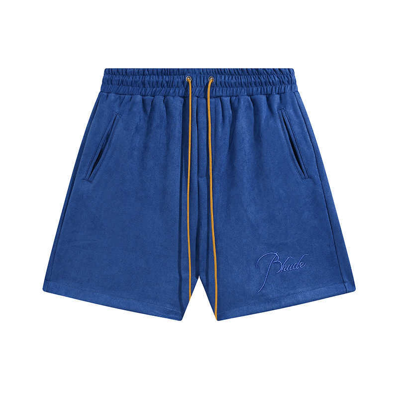 Bordado carta cor sólida cordão shorts americano rua moda marca solta casual esportes capris verão masculino