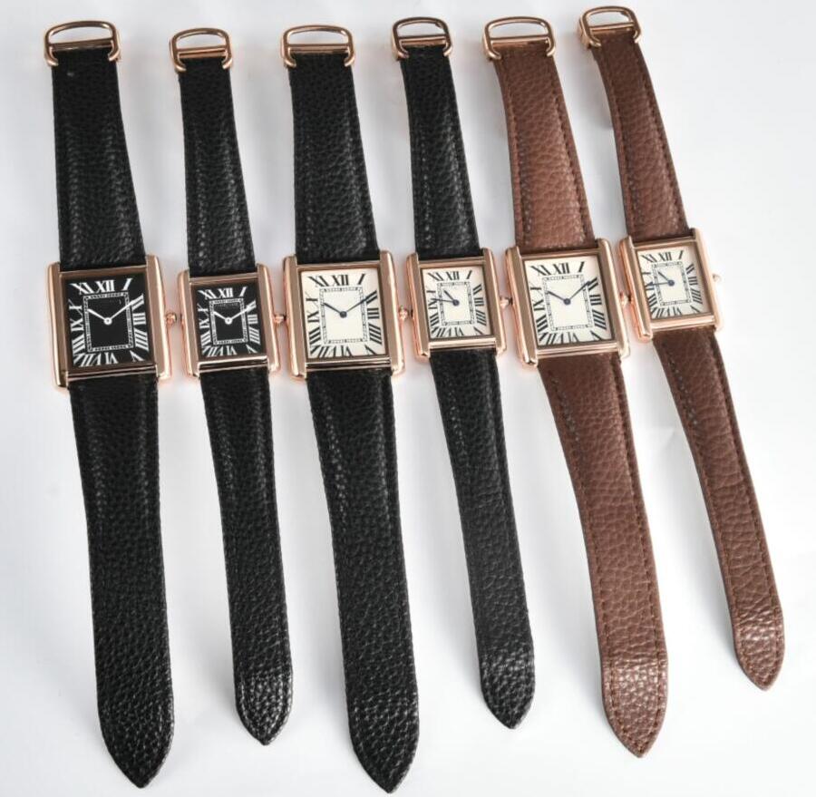 Montre à quartz carrée en or Rose, amoureux de la mode, hommes et femmes, montres-bracelets en argent pour hommes et femmes, cadeau de saint-valentin, livraison directe, horloge d'affaires en cuir de luxe