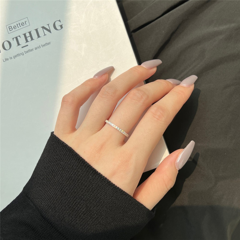 luxe 1,3 mm diamanten band designer ring voor vrouw wo 925 sterling zilver enkele rij 5A zirkonia witte verlovingsringen sieraden vriend meisjes feest geschenkdoos maat 5-9