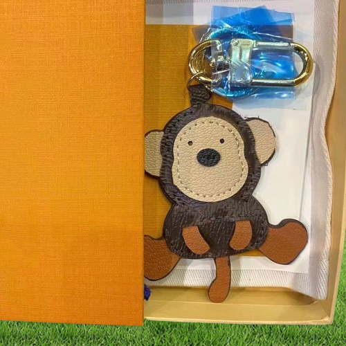 Lion Tiger Monkey Bear Keychains Luxury Designer Leather Key Chain Laser präglade väskhängen med ruta 18539790711