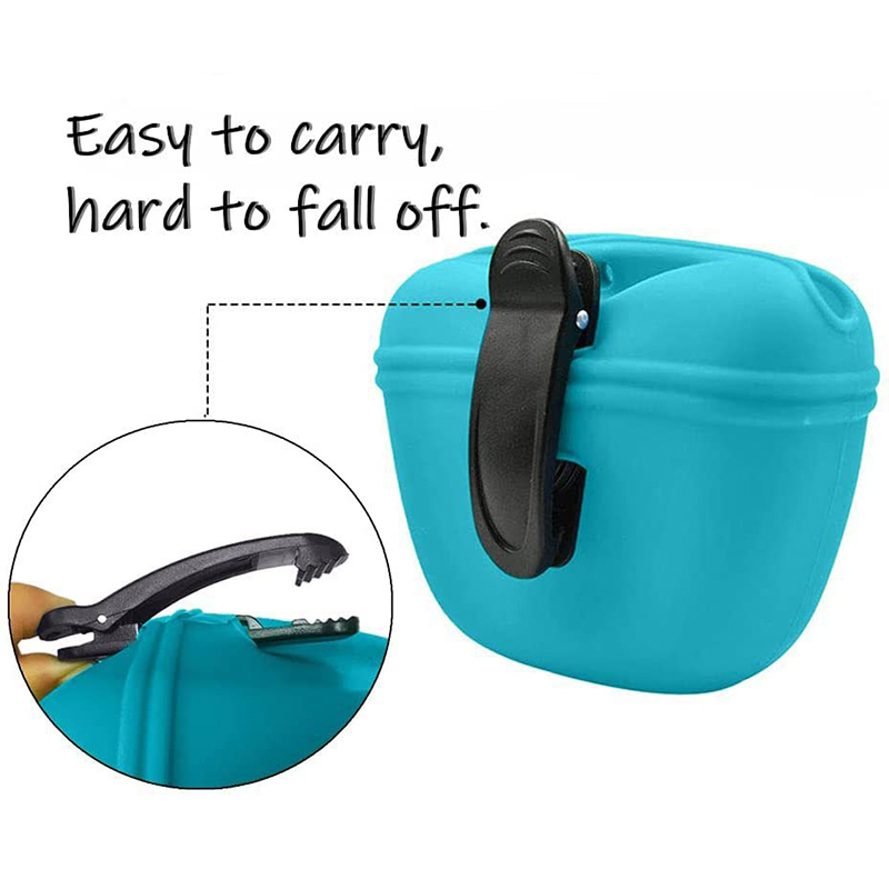 Silicone Portable Dog Training Treat Bag Puppy Snack Reward Waist Bag Feed Pouch Pocket Food Reward Storage Bag Magnetic Closure Waist Clip W0164