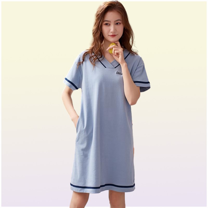 Women039s Sleepwear Shortsleeved Cotton Night Gowns Summer Soild Nightgowns Home Wear Lady Sleep Lounge Sleeping Dress M3XL1453999