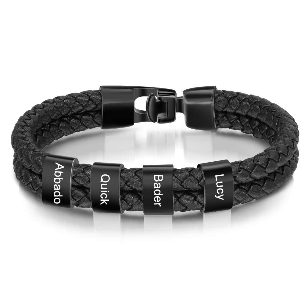 Bracciale in pelle da uomo Braccialetti classici intrecciati con corda in pelle nera hip-hop Catena da ciclismo maschile in acciaio inossidabile stile cowboy