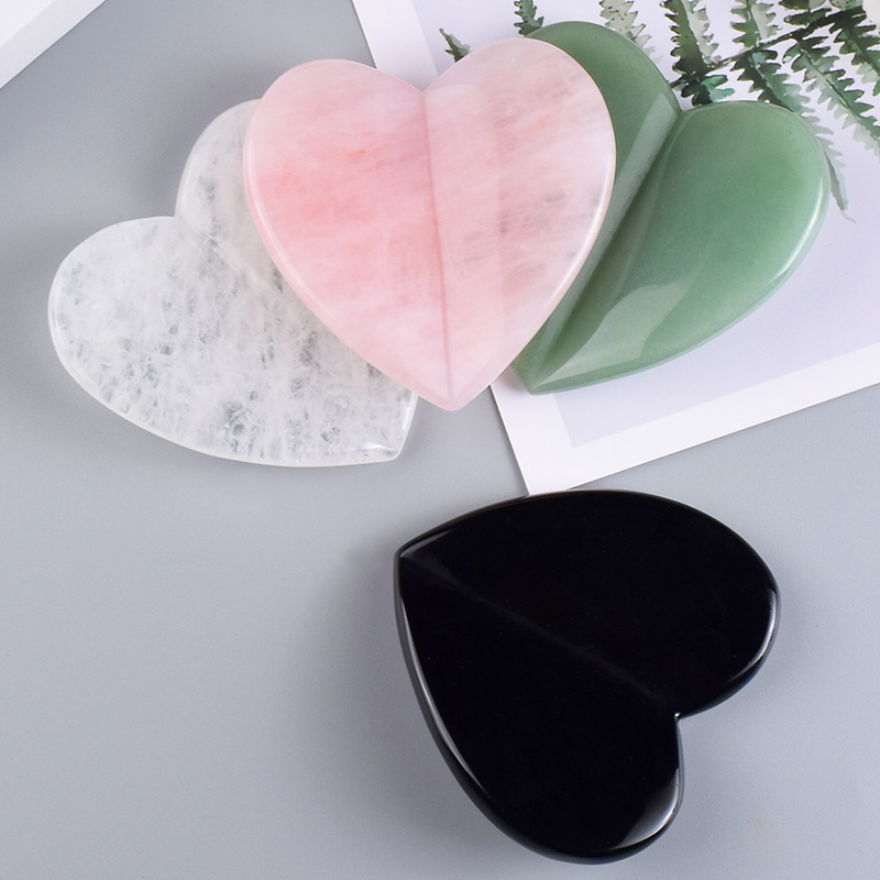 Grande coração amor jade gua sha ferramenta de escultura facial para cuidados com a pele natural rosa quartzo guasha massagem raspador facial corpo spa produtos de beleza