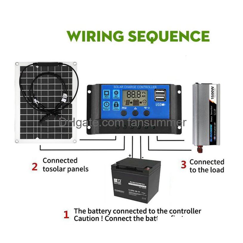 Autre électronique Kit de système d'énergie solaire 1500W Chargeur de batterie Panneau 300W Contrôleur de charge 1060A Génération complète Home Grid Camp Dhpnt