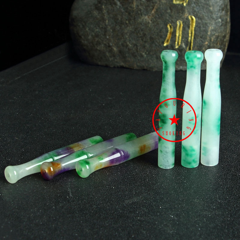 Latest Colorful Jade Stone Pipes Herb Tobacco Filter Handpipes Cigarette Holder Tips Portable Smoking Catcher Taster Bat One Hitter Hand Tube