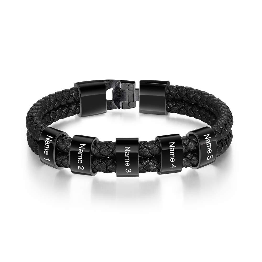 Pulseira de couro masculino hip-hop corda de couro preto trançado clássico pulseiras masculino estilo cowboy de aço inoxidável corrente de ciclismo