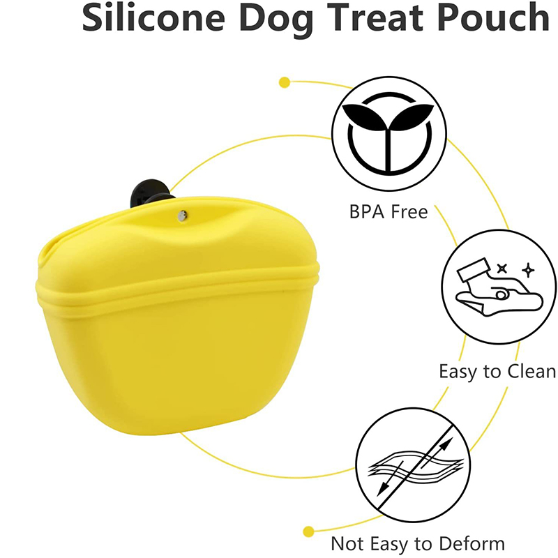 Silicone Portable Dog Training Treat Bag Puppy Snack Reward Waist Bag Feed Pouch Pocket Food Reward Storage Bag Magnetic Closure Waist Clip W0164