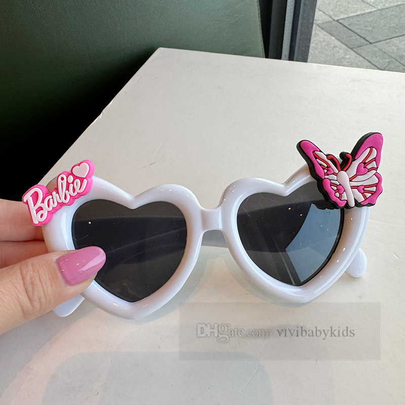 Sweet Barbie Girls Love Sunglasses kids letter butterfly applique love heart frame goggles children birthday photo glasses Z6524