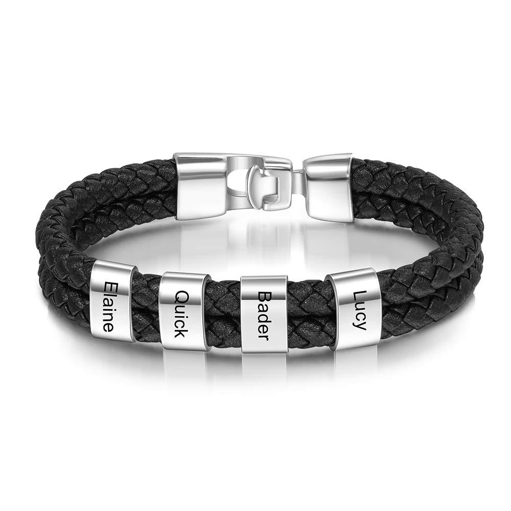 Bracelet en cuir pour hommes, Hip-hop, corde en cuir noir tressé, Bracelets classiques pour hommes, en acier inoxydable, Style Cowboy, chaîne de cyclisme