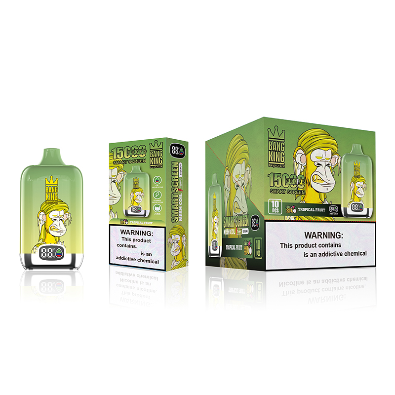 Bang King Digital Puff 15K engångscigaretter Vapes Box 15000 Puffs med smart skärmmaskspolning av laddningsbar VAPER 0% 2% 3% 5% VS 12000 12K PULDS
