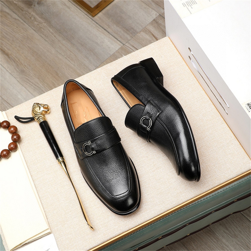 Newest Designer Square Toe Casual Men Shoes Vintage British Formal Dress Leather Shoes Slip-On Loafers Luxury Size 37-46