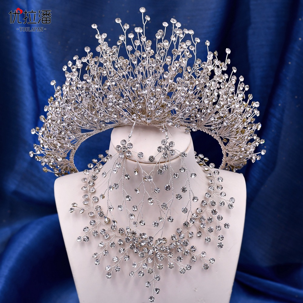 Luxe Dubai Arabische Bruidshoofddeksels Kronen Sparkly Strass Bruiden Bruiloft Haaraccessoires Haarband Vrouwen Tiara Koningin Prom Sieraden AL7805