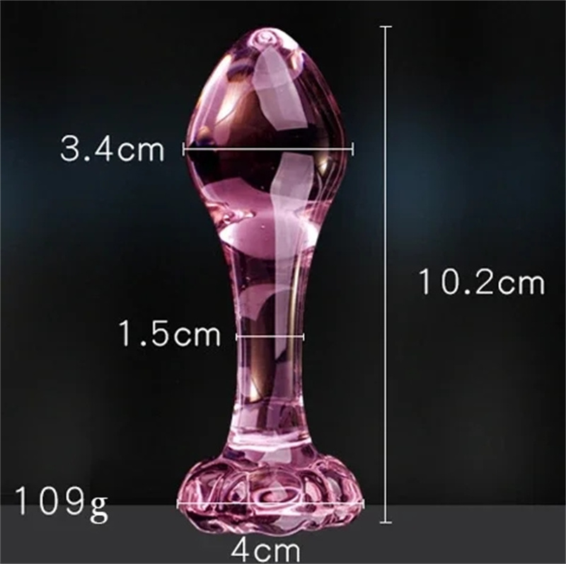 5 Styles Pink Crystal Butt Plug Pyrex Glass Anal Dildo Ball Bead Fake Penis Female Masturbation Sex Toys For Adult Women Men Gay