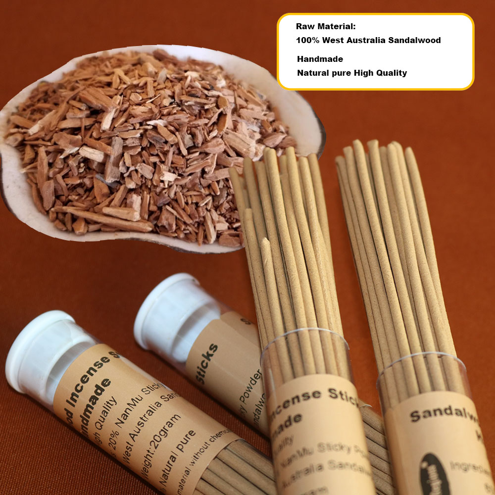 Partihandel 20g West Australia Sandalwood Handgjorda rökelse Sticks Högkvalitativ ren naturlig aromaterapi Freshener Home AROM Natural är bäst bra för hälsan