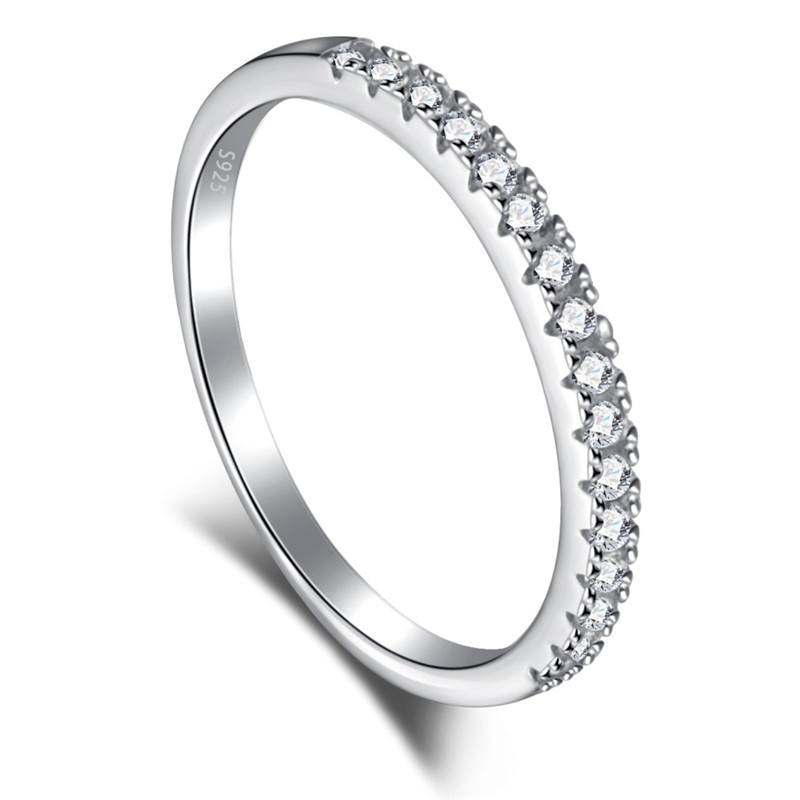 Bague de luxe de luxe avec bande de diamant de 1,3 mm pour femme et femme, en argent sterling 925, rangée unique, zircone 5A, bagues de fiançailles blanches, bijoux pour amies, filles, boîte-cadeau de fête, taille 5-9