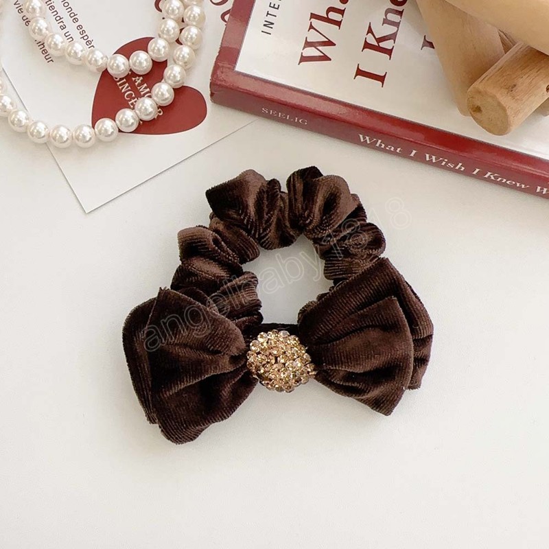 High-grade Velvet Diamond Bow Large Intestine Hair Ring Fashion Hair Accessories For Women Trend Head Rope Girls Rubber Band New