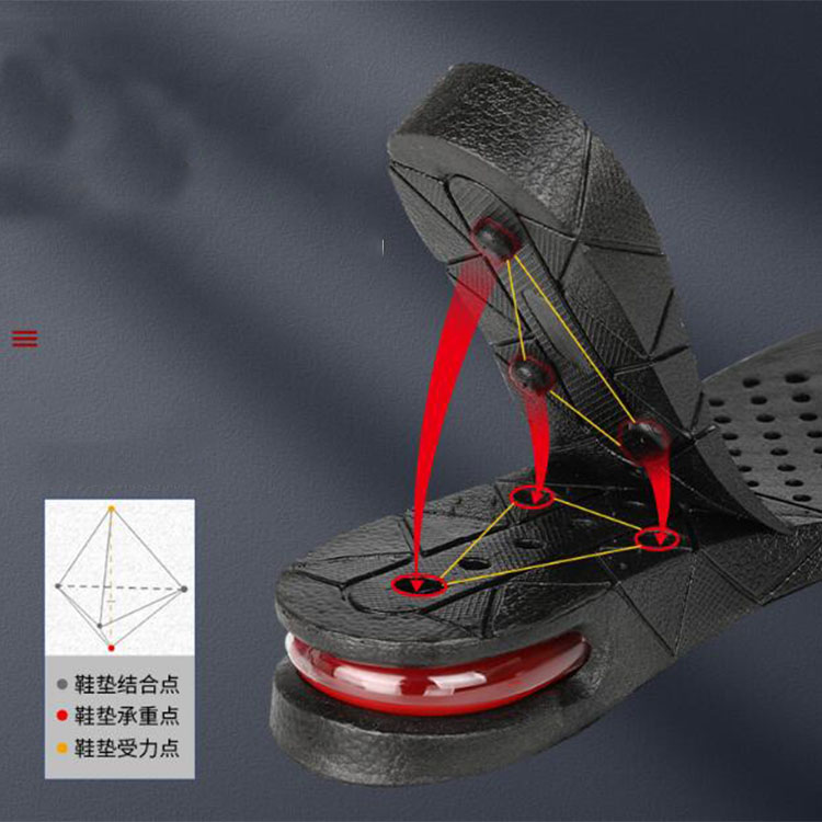 Accessoires de chaussures, semelle intérieure augmentant la hauteur de 3 à 9cm, noir, réglable, insert de talon, support de choc plus grand, coussinet de pied absorbant