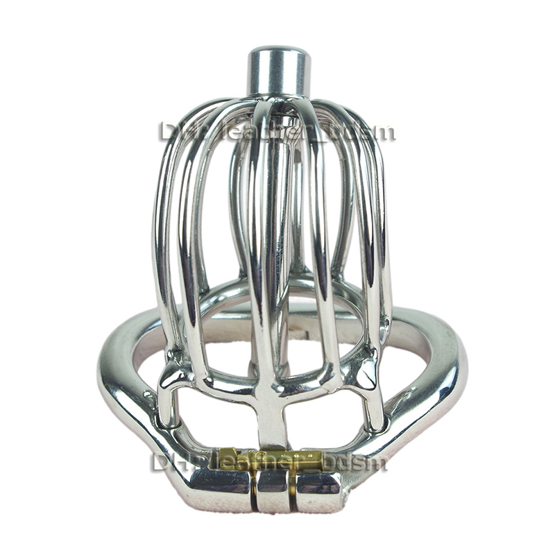 Male Chastity Devices with Urethral canal Cock Cage Stainless Steel Penis Restraints Locking Cock Ring Sex Toys Men