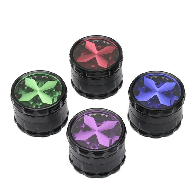 Ginder New Design Cross Shaped Caps 63mm Diameter Tobacco Grinders Smoking Accessories For Dab Oil Rigs Herb 4 Parts Alluminum Alloy Wholesale In Stock