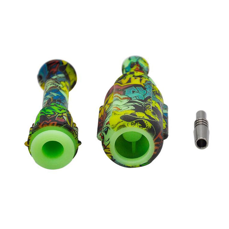 Kit de collecte de nectar en Silicone, impression NC, accessoires pour fumer avec pointe en acier inoxydable de 14mm, conduites d'eau pour plate-forme pétrolière Dab