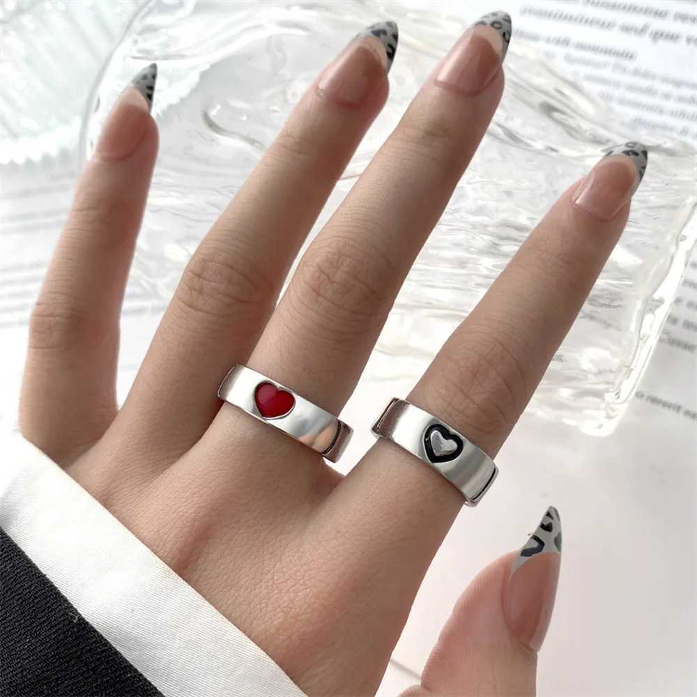 Bandringe Korean Fashion Einfaches Paar Zirkonringe für Frauen Männer Paar Goth Ring Luxus Eröffnung Finger Ring Liebhaber Schmuckgeschenke Geschenke 240105