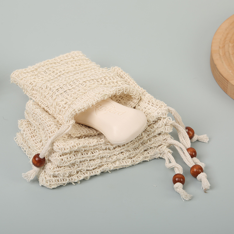 Natural Ramie Foaming Net Net Cotton و Linen Soap Acags المستخدمة في تقشير تدليك الاستحمام الرغوة