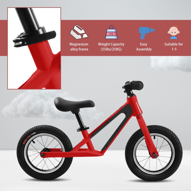 Balance Bike و Sploy Frame Bike Toddler Bike و Bicycle Training Training Lightweight مع إطارات رغوة مطاطية تبلغ 12 بوصة ومقعد قابل للتعديل للأطفال الذين تتراوح أعمارهم بين 1 و 5 سنوات