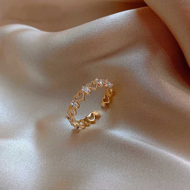 Band Rings Gold Plating Adjustable Ring for Women Fashion Finger Rings Design Simple Tail Ring Solid Color Zircon Wedding JewelryL240105