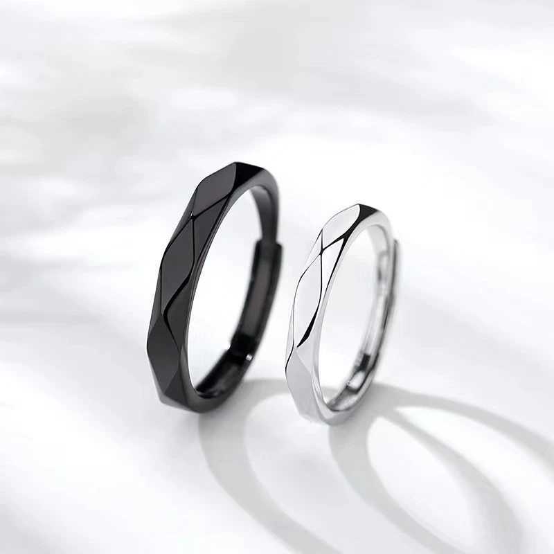 Bandringe Korean Fashion Einfaches Paar Zirkonringe für Frauen Männer Paar Goth Ring Luxus Eröffnung Finger Ring Liebhaber Schmuckgeschenke Geschenke 240105