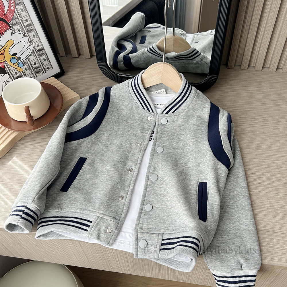 Boys patchwork colr sports jakcet fashion kids long sleeve baseball uniform 2024 spring children all-matching casual clothes Z6546