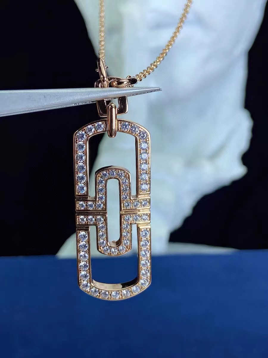 Bvlgaerri kolye kolyeleri baojia klip klip 925 saf gümüş kaplama 18k altın tam elmas Çin karakter içi boş yaka zinciri yüksek baskısı