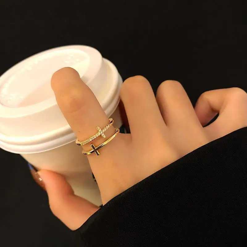 Band Rings Vintage The Ring Set For Women Silver Color Cross Teenager Puck Stainless Ring Luxury Fashion Jewerly WholesaleL240105