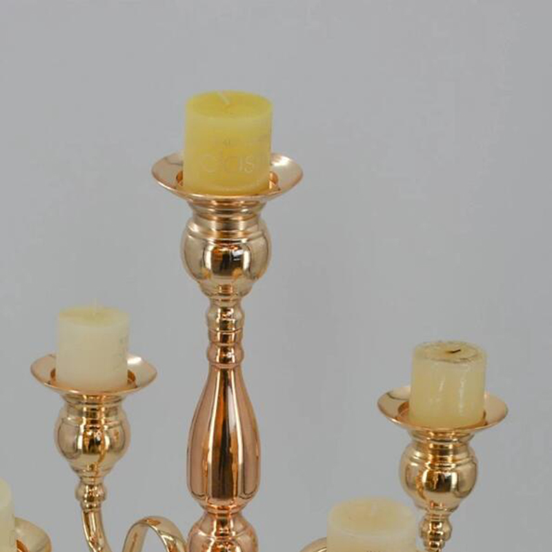 Ljushållare 5-armar Metal Gold Candelabras Crystal Candlesticks For Wedding Event Centerpieces