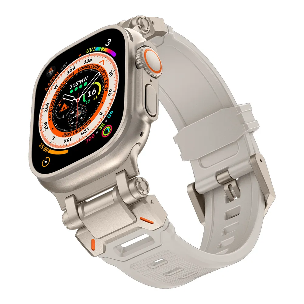 Titanium Color Metal Adapter TPU Armbandarmbandrem för Apple Watch Series 3 4 5 6 7 8 9 SE Ultra 2 Iwatch 42 44 45 49mm