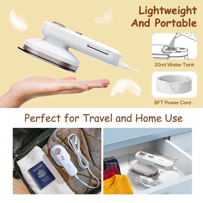 Other Health Appliances Garment Steamer NV306 Dual Voltage 120V/220V Portable Lightweight 2 in 1 Wet/Dry Ironing Handheld Travel Steam Iron for Clothes J240106