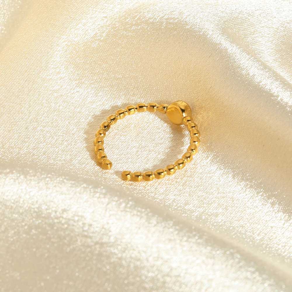 Bandringar Stylish 18k Gold Plated Rostfritt stål Rhinestone Stacker öppna ringar för kvinnor Girls Engagement Justerbara ringsmycken Giftl240105