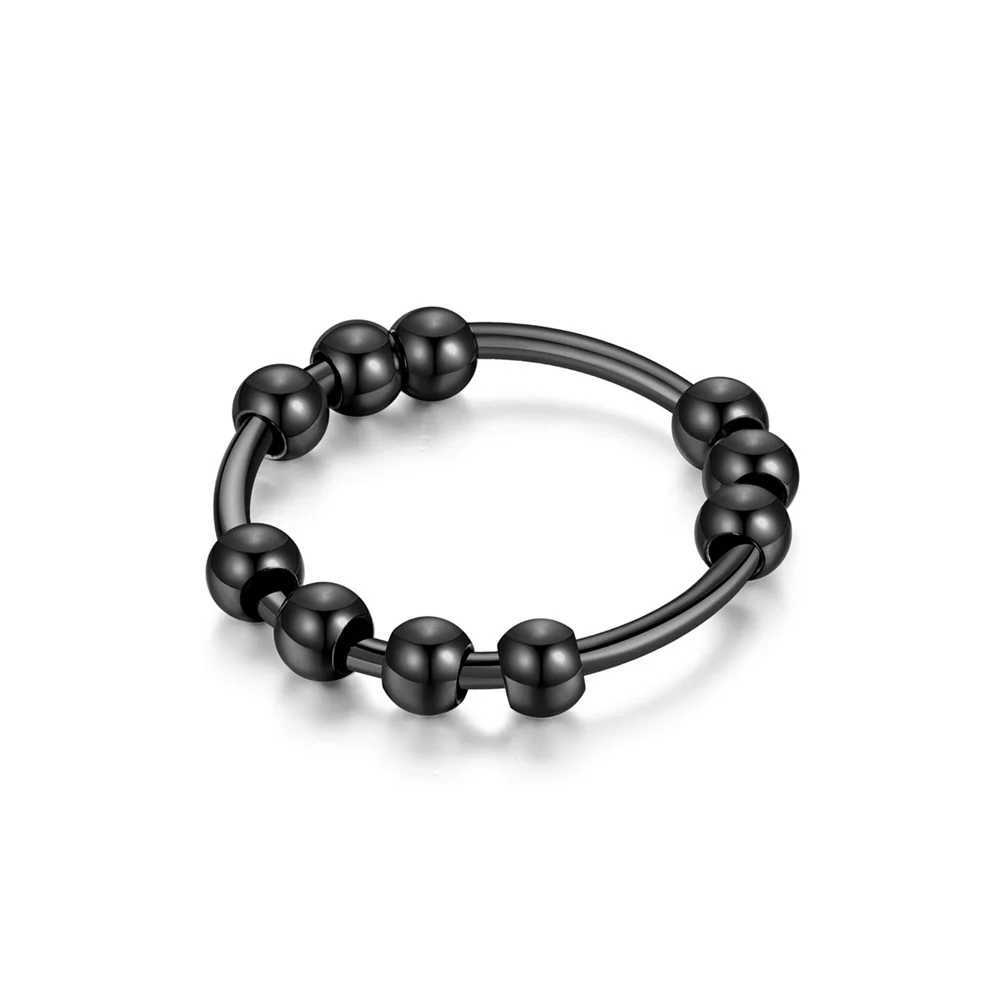 Anelli di fascia anello ansia donne in acciaio inossidabile in acciaio inossidabile inossidabile perle anelli anti-stress uomini gioielli240105