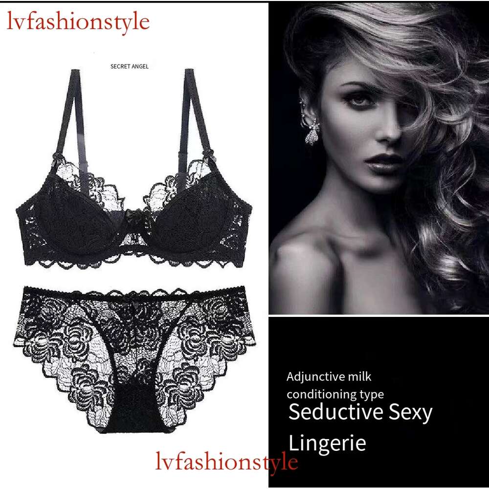 Victoria Sexy Lace Bra Thin Comfortable bow Plus size women's lingerie Sponge Free bra set 35