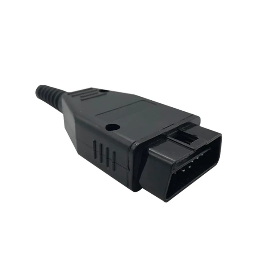 Automotive OBD2 Bluetooth OBD plug interface 16 pin connector male connector 180 degree straight head large cover shell