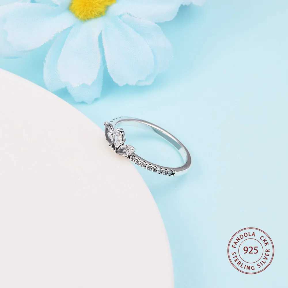 Band Rings ckk Sparkling Herbarium Cluster Ring for Women 925 Sterling Silver Original smycken Anillos Mujer Bague Plata Anell240105