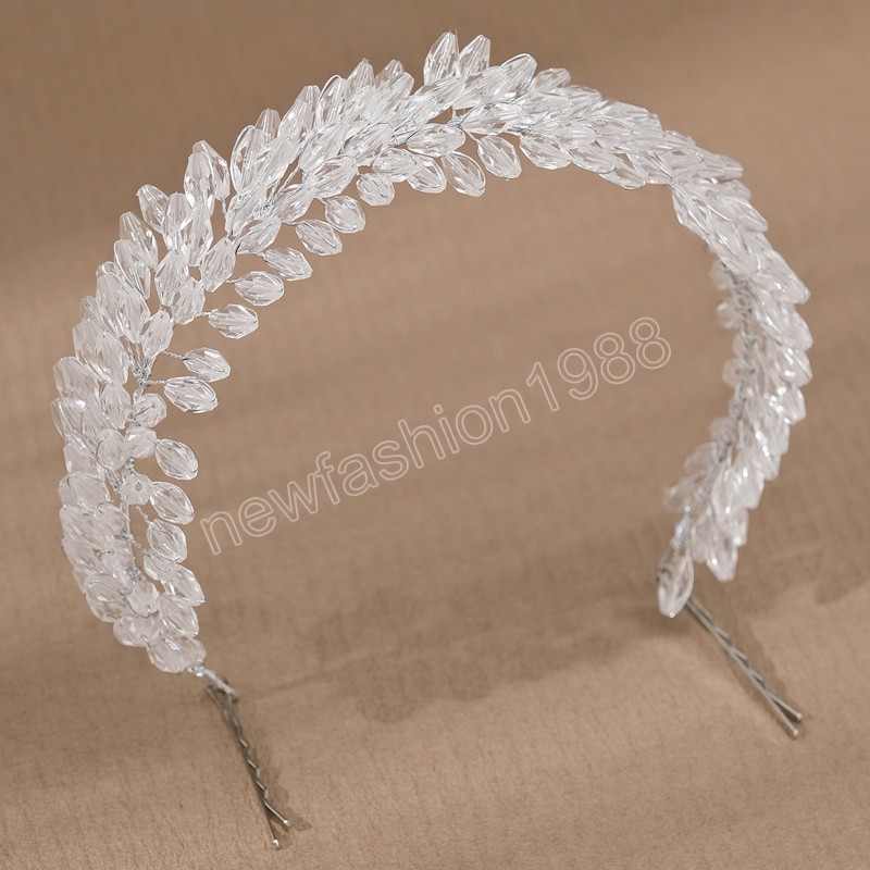 Cristal bandeau mariage mariée diadèmes Bijoux de luxe filles bandeaux avec épingle bal perle casque mariage cheveux ornement Bijoux