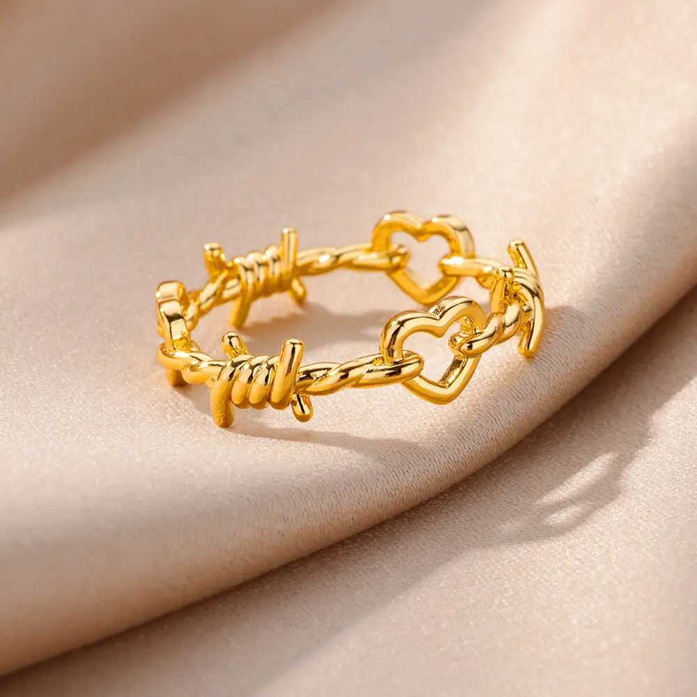 Anelli di fascia GOTH Twist Specchio di filo spinato le donne color oro vintage in acciaio inossidabile ad anello punk gioielli digi