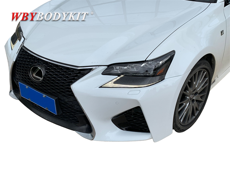 2016y Lexus GS retrofitted TOMS carbon fiber headlights with eyebrow GS stickers for front and back lip wraps BODY KIT NAME Wet CARBON Mirror mask patch Set of 2 Grille