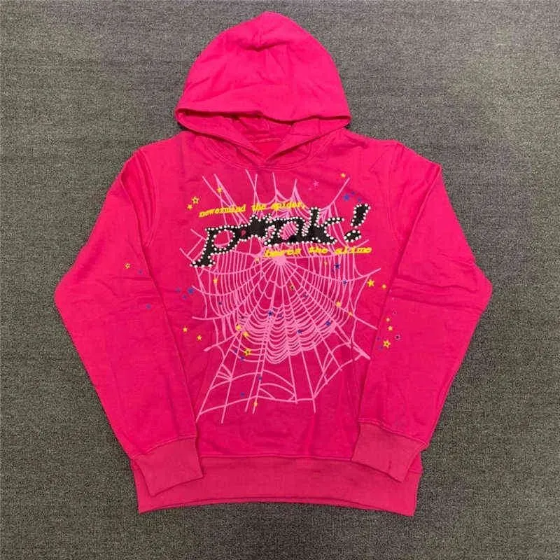 Hoodies Spider Pink Spider 5555555 Men's Tracksuits مصممة مصممة على السراويل هوديي سترة عرضية من النوع الثقيل sp5der الشباب البلطجة 555555 مجموعة joggers طباعة التعرق